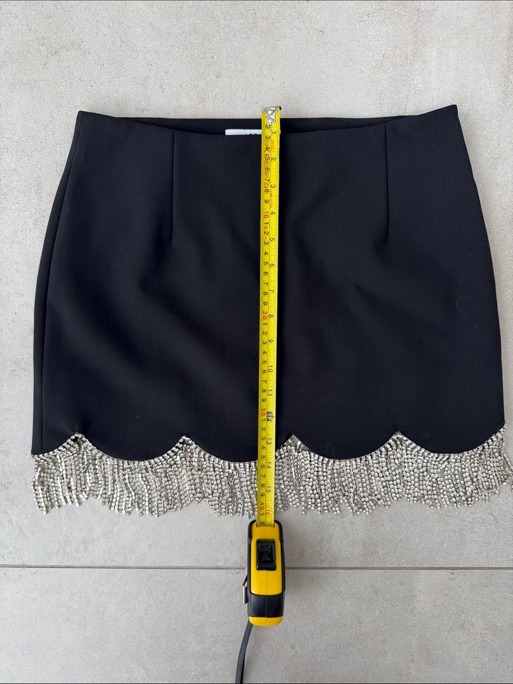AREA Black Mini Skirt with Silver Beaded Fringe - Picture 5 of 6